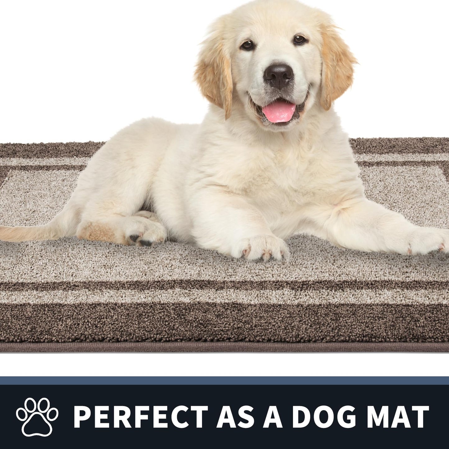 PURRUGS Dirt Trapping Door Mat 24" x 36", Non-Slip Machine Washable Entryway Rug, Entrance Mat, Indoor Front Door Mat, Super Absorbent Entry Rug for Muddy Shoes & Paws, Beige & Grayish Brown