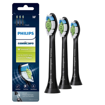 Philips Sonicare W DiamondClean - Genuine Replacement Electric Toothbrush Heads, White, 4 Pack One Year Supply, HX6064/65