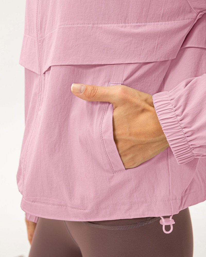 Locachy Women's Lightweight Zip Up Athletic Jacket Stand Collar Windproof Sun Protection Workout Outdoor Jacket Pink M