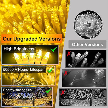 1332 LED Christmas Lights with 296 Drops,132ft 12 Modes Hanging ice String Lights with Timer & Dimmable & Waterproof, Plug-in Fairy Lights for Tree Holiday Wedding Party Christmas Decor Warm White