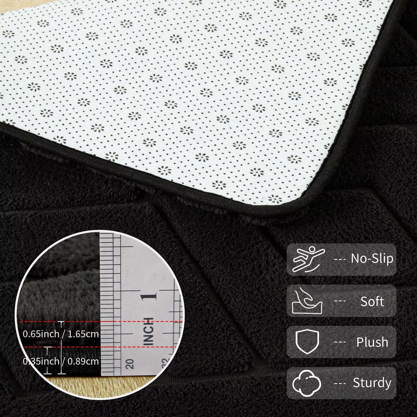 Flagover 4x6 Black Washable Area Rug for Bedroom, Modern Geometric Shag Non-Slip Living Room Rugs, Fluffy Plush Soft Memory Foam Carpet for Kids Boys Room Nursery Room Dorm Bedside Decor