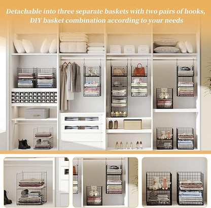 5 Tier Closet Hanging Organizer and Storage Separable Hanging Closet Shelves