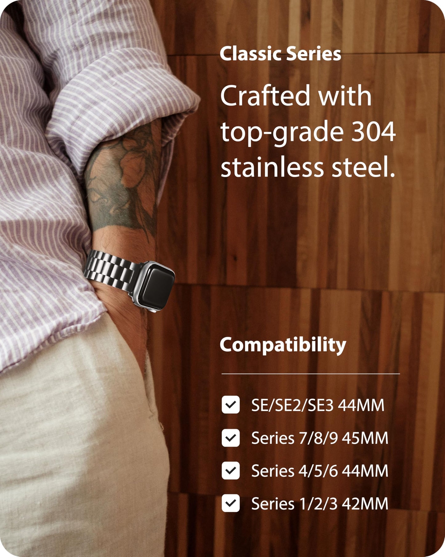 Fullmosa Metal Band Compatible with Apple Watch Bands 45mm 44mm 42mm 46mm 49mm 41mm 40mm 38mm, iWatch Band with Case for Apple Watch Series 11 10 9 8 7 6 5 4 3 2 1 SE3/2/1 Ultra3/2/1 , 42mm 44mm 45mm, Silver