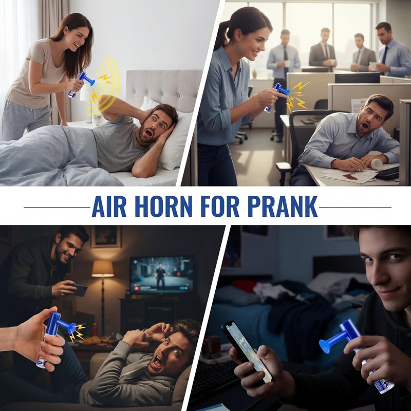 2 Pack Mini Air Horn for Personal Safety, 0.88 Oz Stadium Air Horn Prank, Portable Blow Noise Maker for Sporting Events, Football Games, Dogs, Party, Birthdays,Graduation Mini Noisemakers (Blue)