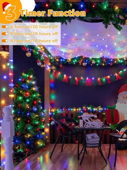 600 LED 196 FT Christmas Lights, Waterproof Outdoor String Lights with Remote and Timer, Christmas Tree Lights with 8 Modes Dimmable, Fairy Lights for Holiday Decor (Multicolor)