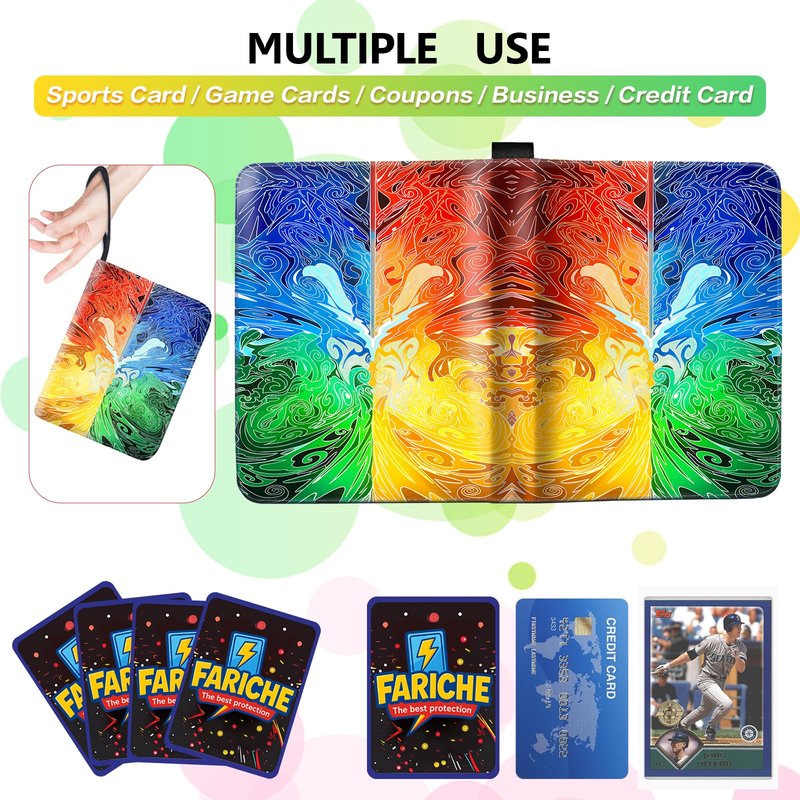 Trading Card Binder for TCG Cards, 9-Pocket Portable Card Collector Ablum Holder Book Fits 900 Cards with 50 Removable Sleeve, Waterproof BKM Card Binder Display Storage Carrying Cases for TCG-Totem
