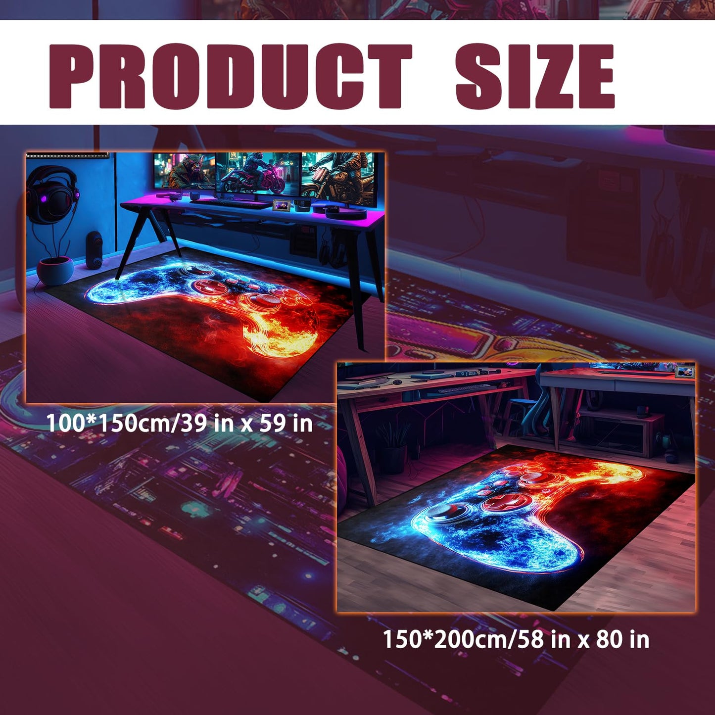 FJKJHKGJ Gaming Rug for Boys Room - Video Game Rug Game Controller Floor Mats Gamer Room Decor for Kids Teen Boy, 3x5 Feet