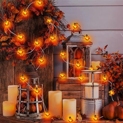 2 Pack Thanksgiving Decorations Turkey String Lights, Total 60LED/20Ft Thanksgiving Lights Battery Operated Turkey Lights Copper Wire Fairy Lights for Party Home Indoor Decor