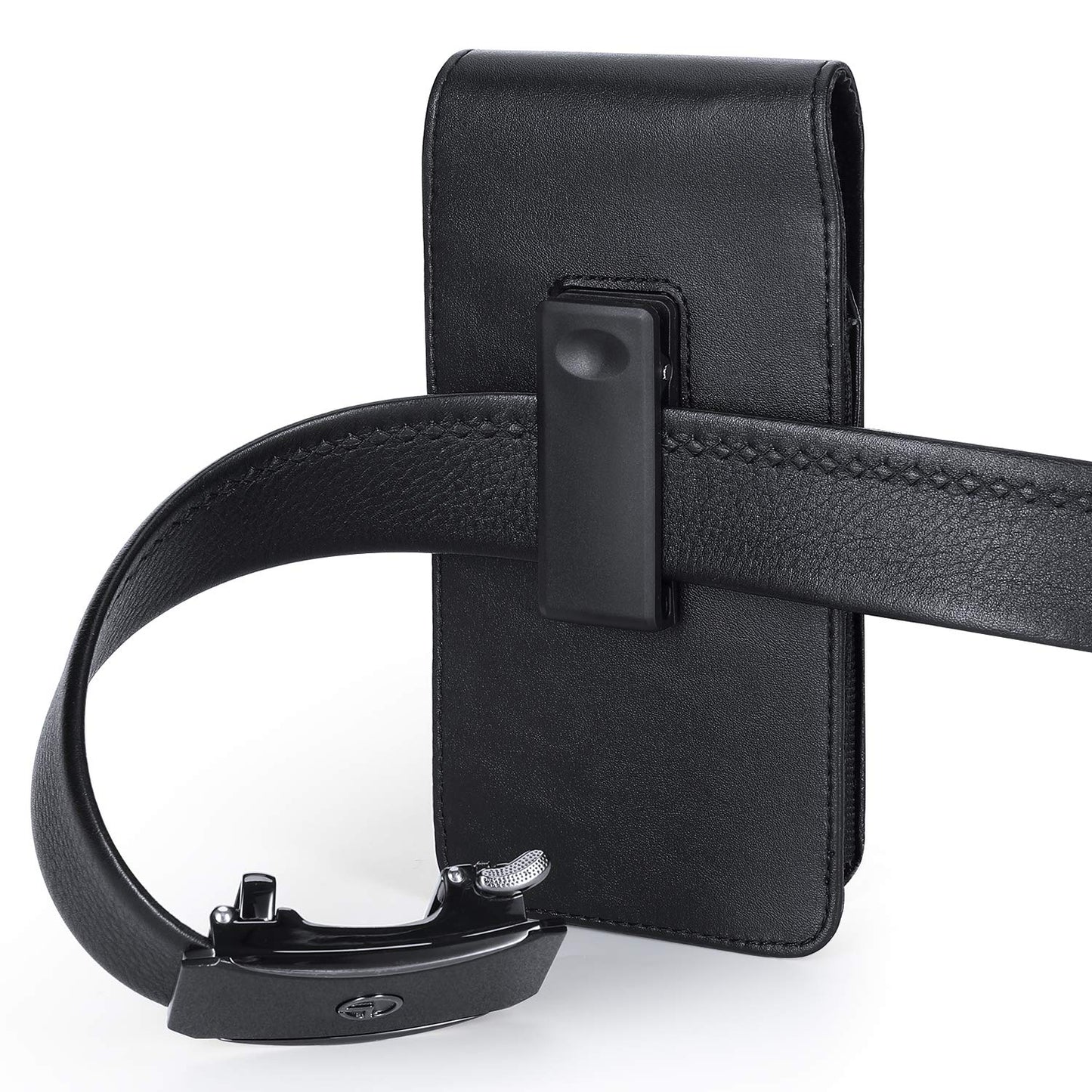 BECPLT Phone Holster for Apple iPhone 17 Pro 16/15/14/13/12/11 Pro Leather Belt Case,Swivel Clip Pouch Holster Belt Clip Case for Galaxy S25 S24 S23 S22 S21 Google Pixel 5 4a 5G 4 LG -Black
