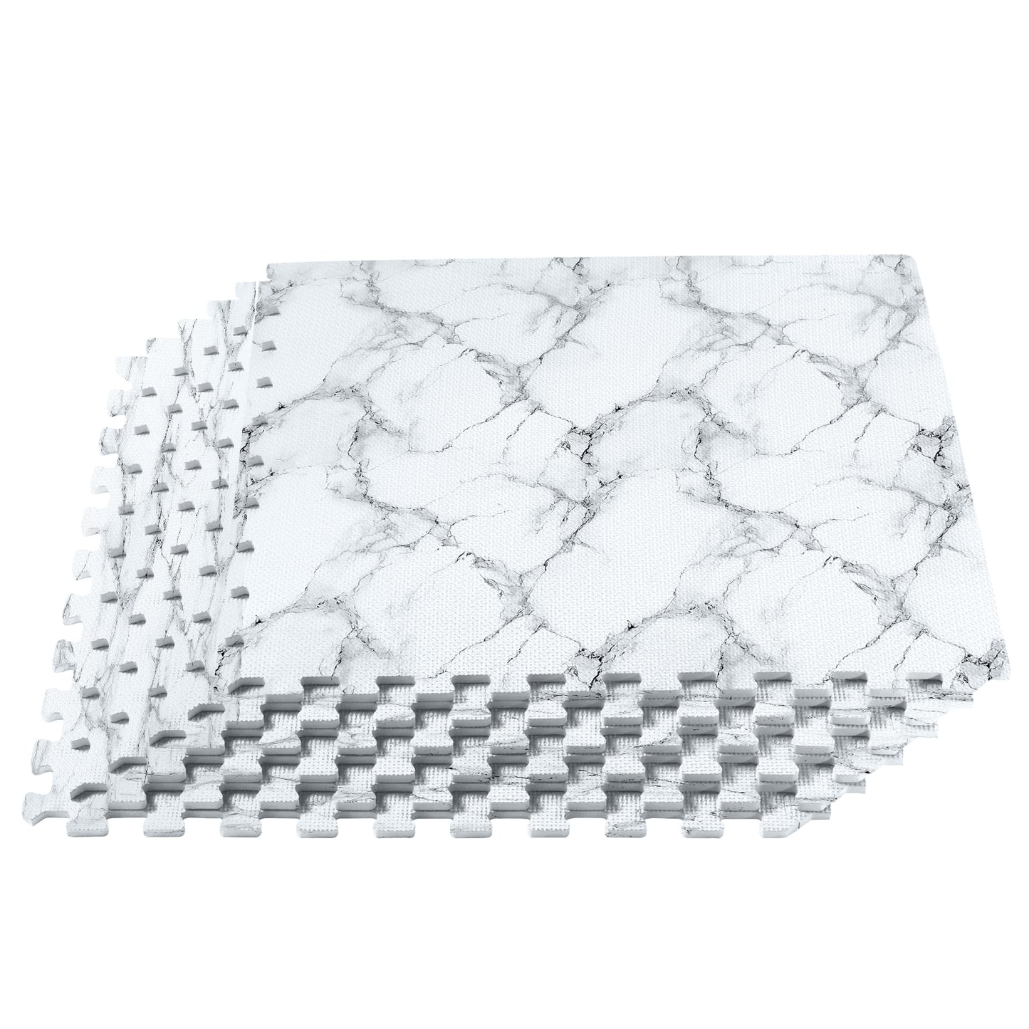 Forest Floor Farmhouse 3/8-Inch-Thick Printed Foam Tiles, Premium Marble Interlocking Foam Floor Mats, Anti-Fatigue Flooring – Stylish Flooring Solution, Marble, 6 24"x24" Tiles, 24 Sq Ft
