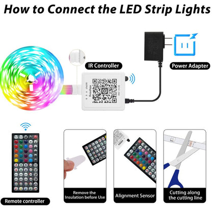 Ledagic 50 ft LED Lights for Bedroom Music Sync RGB LED Strip Lights with APP & Remote Control LED Lights for Room Home Party Christmas Wall Decor (1 Roll of 50ft)