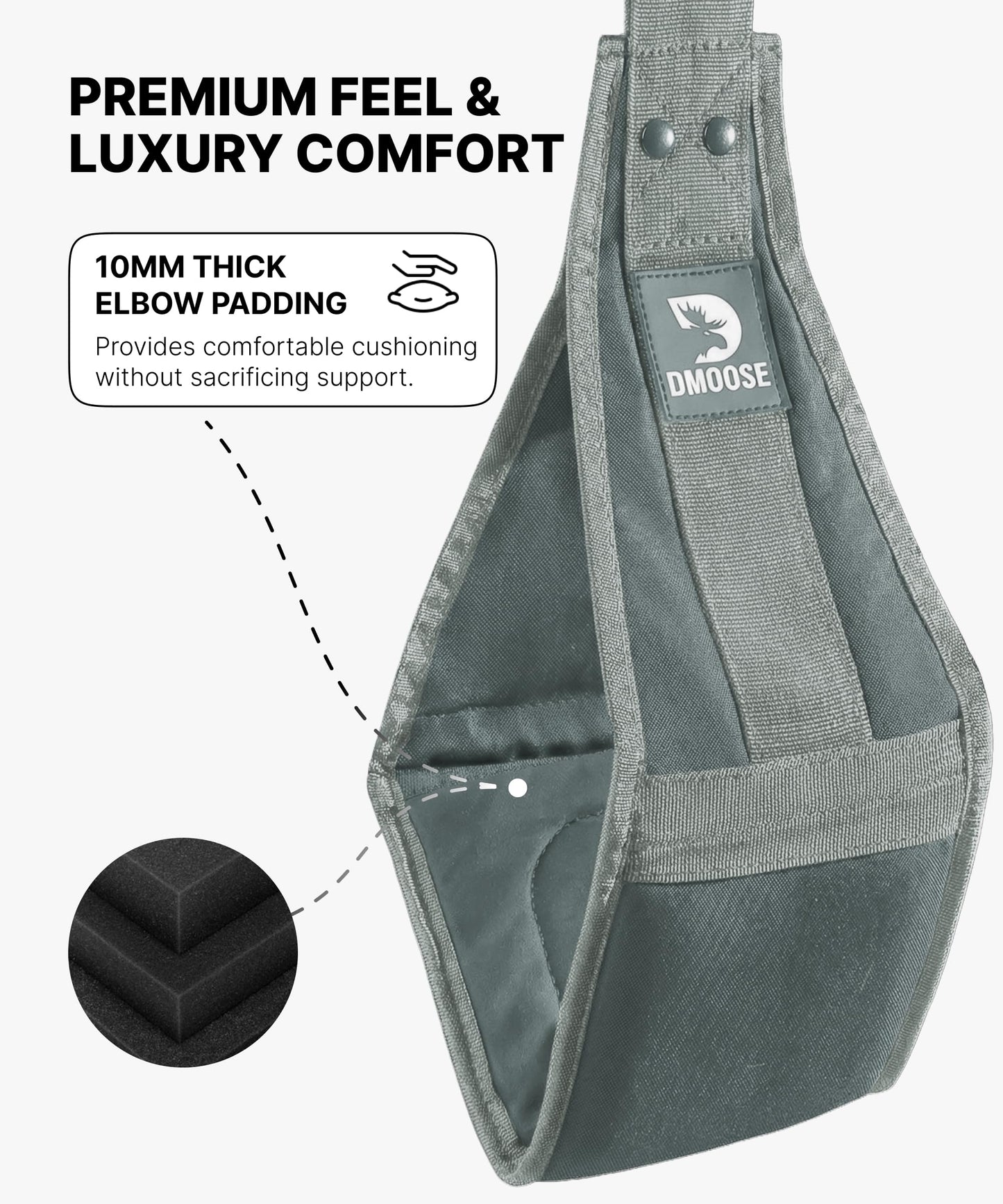 DMoose Fitness Premium Ab Straps for Abdominal Muscle Building, Arm Support for Ab Workout, Hanging Ab Straps for Pull Up Bar Attachment, Ab Exercise Gym pullup Equipment for Men Women (Grey)