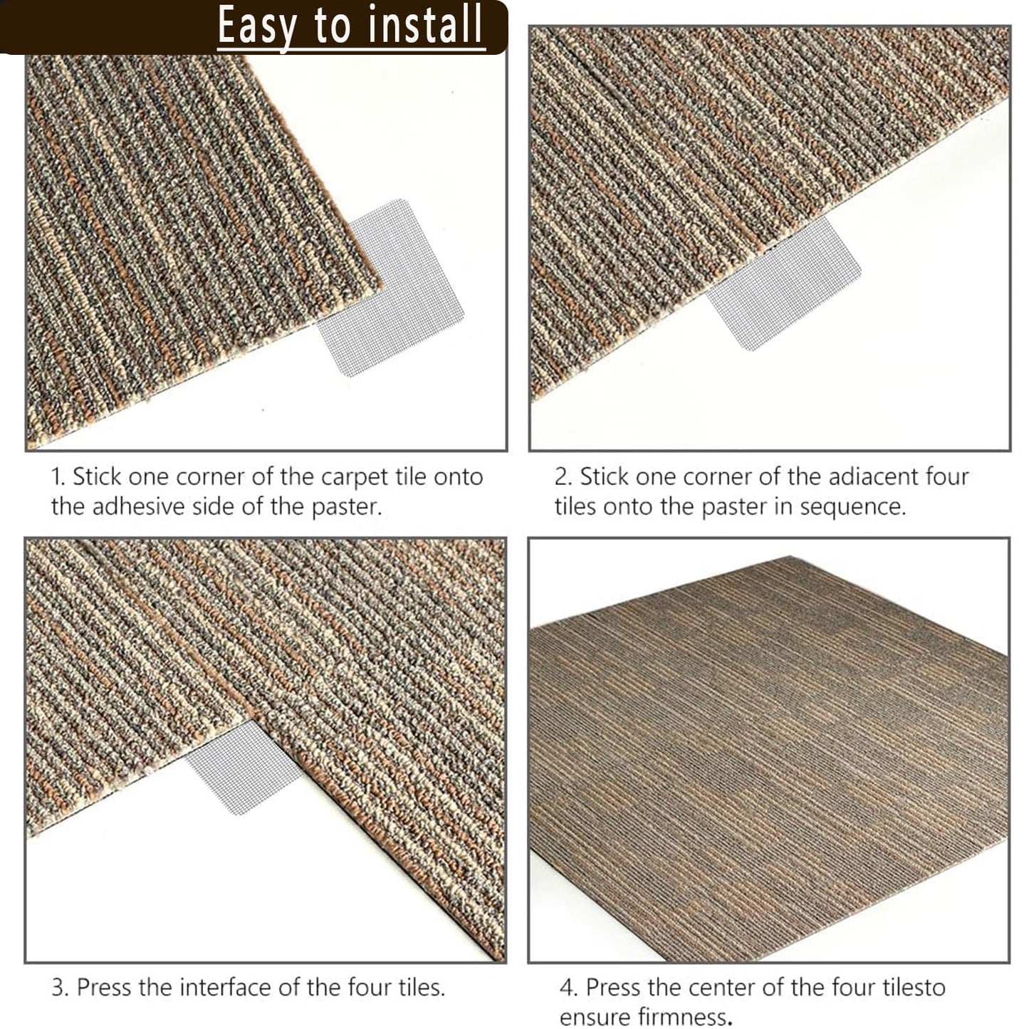Carpet Tile Tape, 4" x 4"Carpet Square Adhesives Tabs That Creates a Floating Floor 420 tabs per Pack