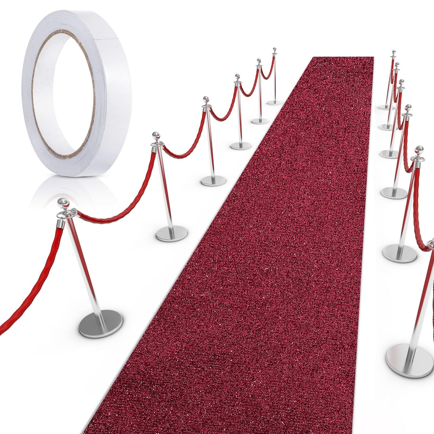 Tatuo Carpet Runner 2.46 x 16.4 Feet Runway Rug 55 GSM Thickness with Carpet Tape for Prom Wedding Outdoor Indoor Hallway Film Festival Party Rug(Dark Wine Red)