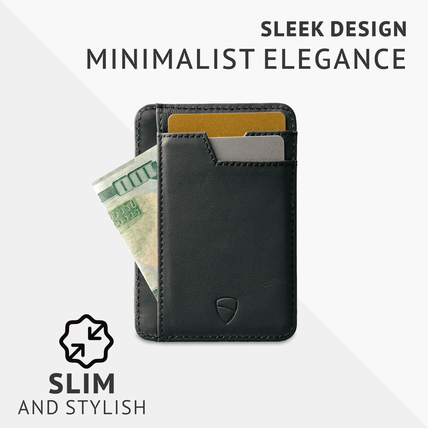 Vaultskin BRIXTON Slim RFID Wallet for Men - Leather Front Pocket Minimalist Card Holder Wallet with ID Window & Gift Box (Jet Black)