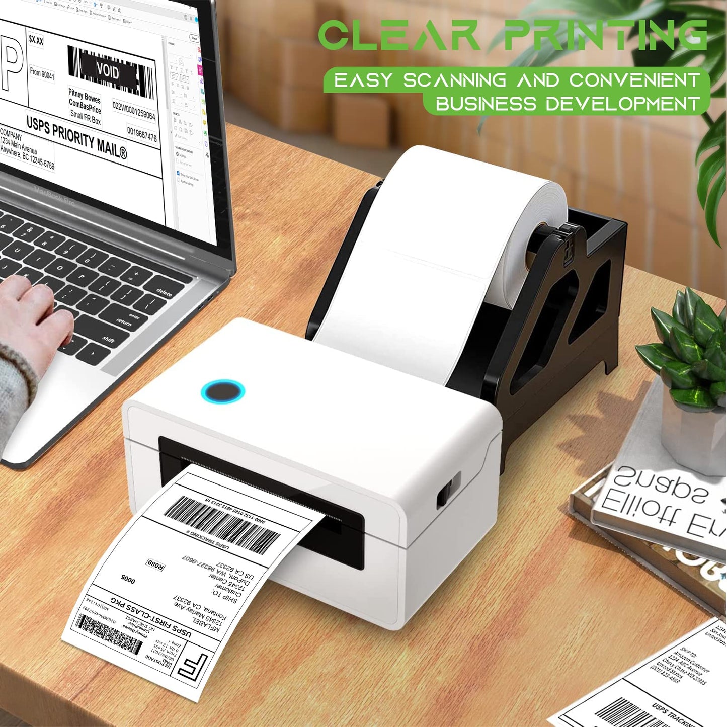 MFLABEL 4x6 Direct Thermal Shipping Labels - 4 Rolls of 450 Labels/Roll, Compatible with Zebra 2844/ZP450/ZP500/ZP505, USPS/FedEx/UPS/Amazon Shipping, Smudge-Resistant & Permanent Adhesive