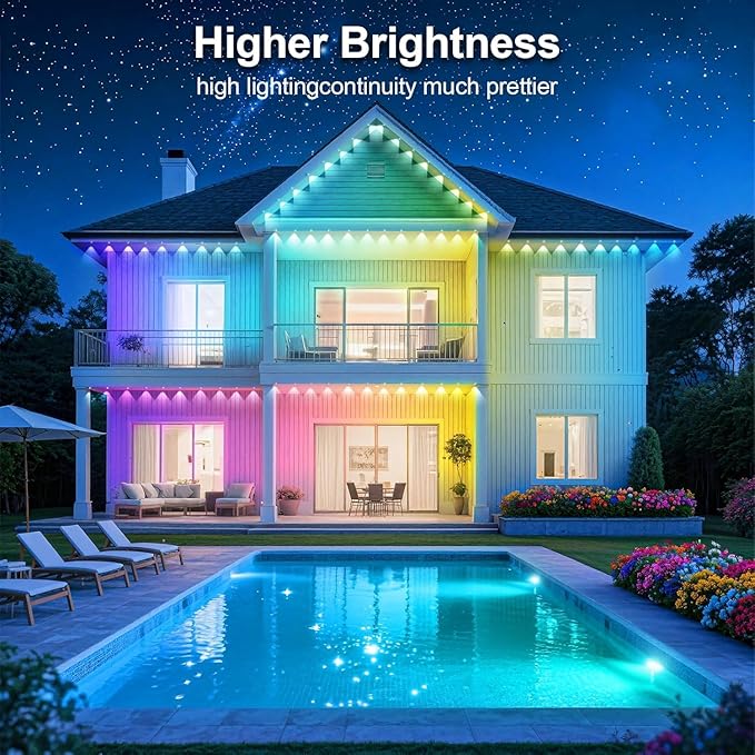 500Ft Permanent Outdoor Lights for House Waterproof, IP67 LED Eave Lights with App/Remote Control, Outdoor Permanent led Lighting for House Roof Decor,Christmas,Party,All Holiday and Daily