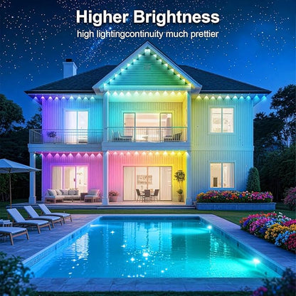 500Ft Permanent Outdoor Lights for House Waterproof, IP67 LED Eave Lights with App/Remote Control, Outdoor Permanent led Lighting for House Roof Decor,Christmas,Party,All Holiday and Daily