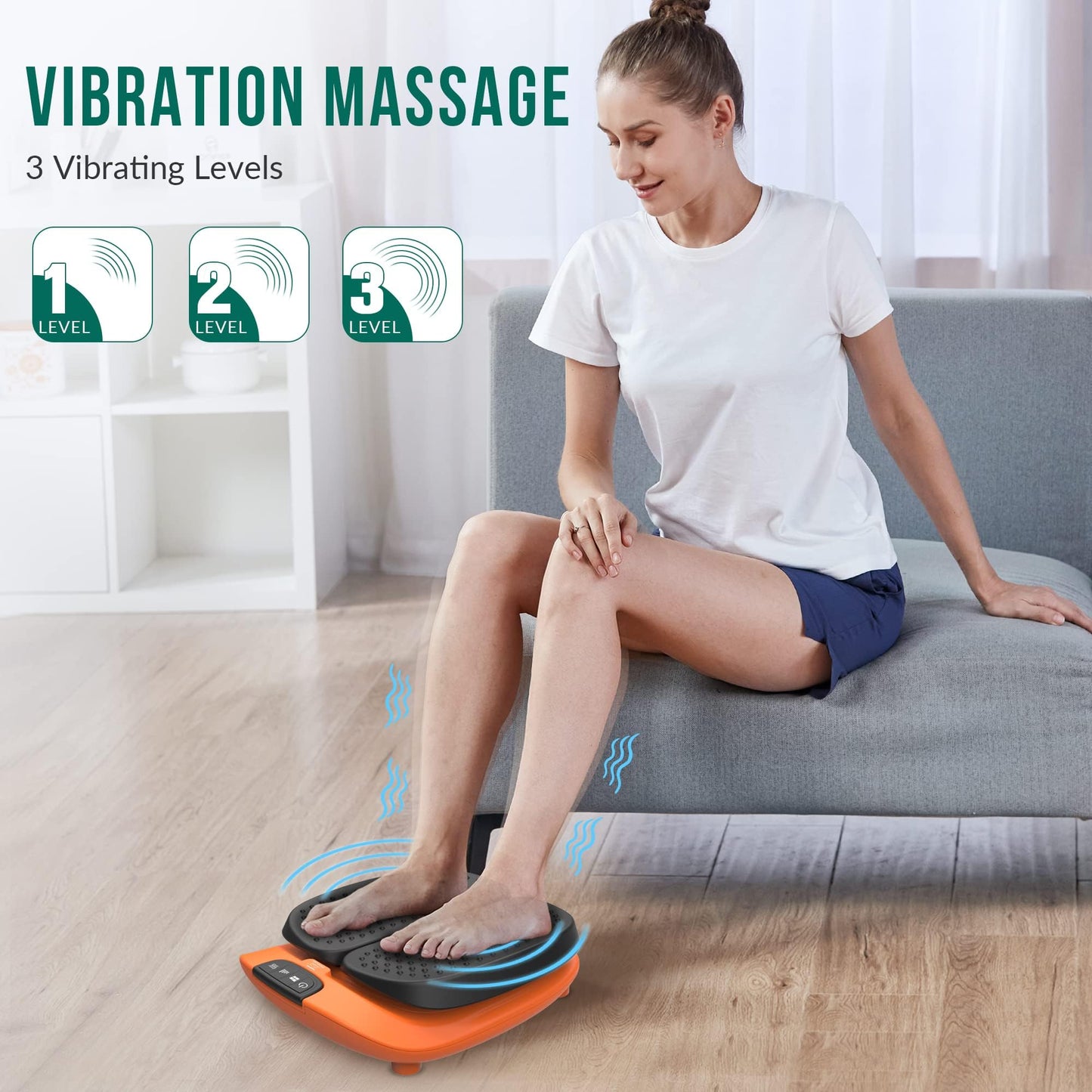 Snailax Vibration Foot Massager with Heat,Remote Control,Adjustable Vibration Speed Electric Massager Machine for Circulation,Plantar Fasciitis, Pain