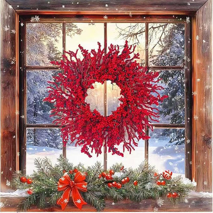 20 Inch Christmas Wreath for Front Door,Artificial Berry Wreath, Modern Farmhouse Flower Wreath, Used for Window, Wall, Porch, and Other Indoor and Outdoor Home Decorations