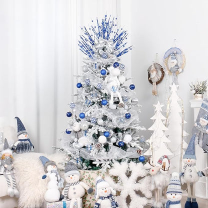 SY Super Bang 30PCS Blue Christmas Ornaments Set, 60MM/2.36" Clear Plastic Shatterproof Ball Ornaments for Christmas Tree Hanging Decorations, for Home Holiday Party Xmas Decor.
