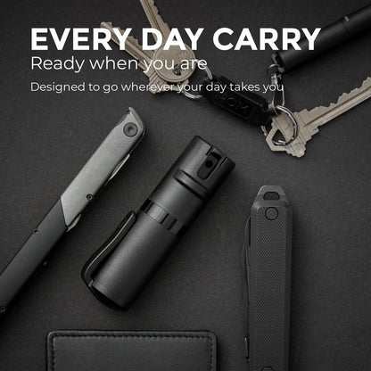 POM Pepper Spray & Personal Alarm Safety Kit – OC Self Defense Keychain Spray & Loud Emergency Alarm for Campus Safety, Women & Students (Pocket Clip Model, Black X Pink)