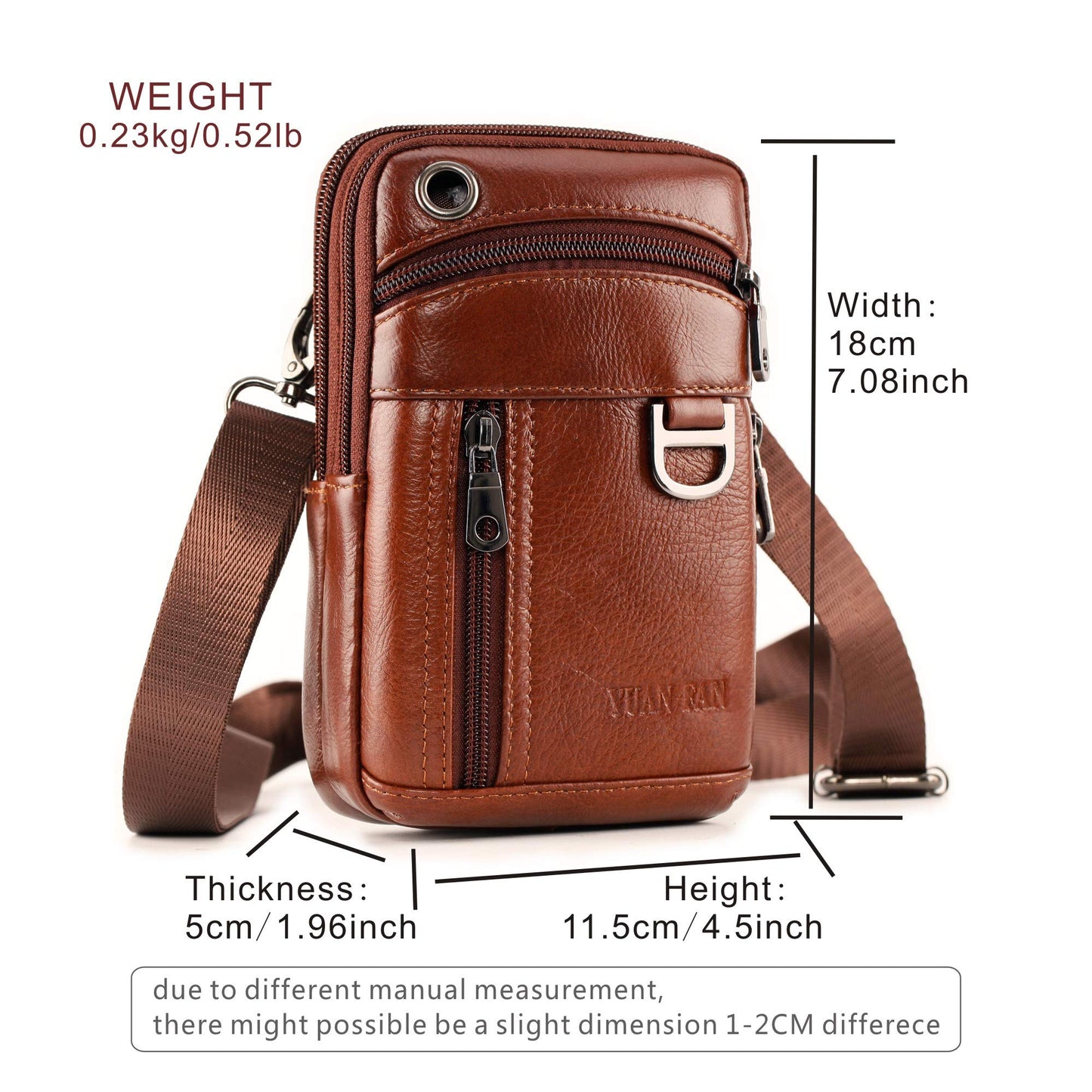 Leather Cell Phone Wallet Shoulder Holster,Hip Bum Pack Pouch Belt Pouch Bolso para Hombre Crossbody Bag for Men with Card Slots Compatible with iPhone (Brown)