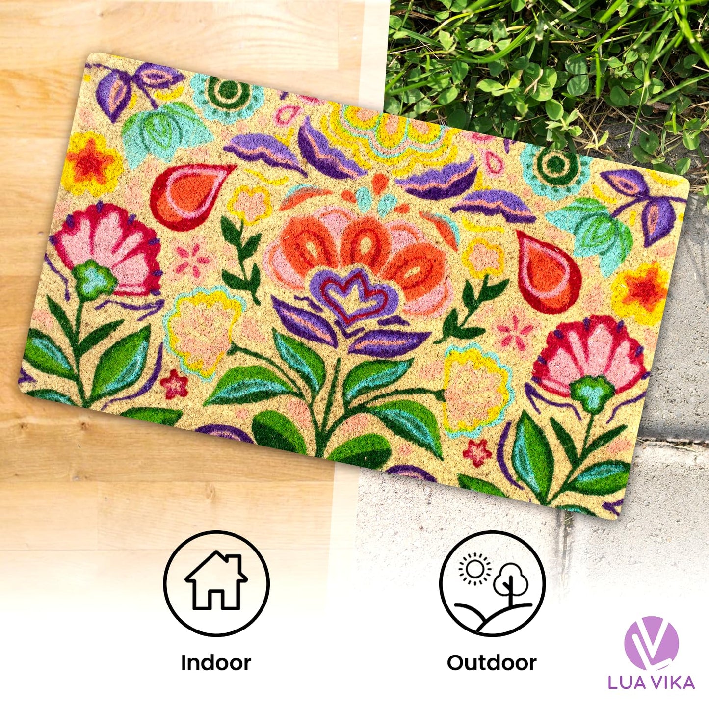 Coir Doormat, Front Door mats Outdoor, Funny Welcome mat Outdoor, Front Door mat for Home Entrance, Door mat Outside Entrance, Welcome mat Indoor 16"x27.5" (Dalias)