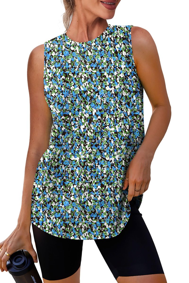 XIEERDUO Workout Tank Tops for Women Sleeveless Running Shirts Activewear Gym Yoga Floral Tops L