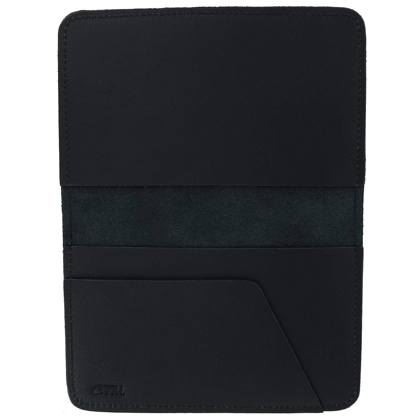 CTM Leather Top Stub Checkbook Cover Wallet, Black
