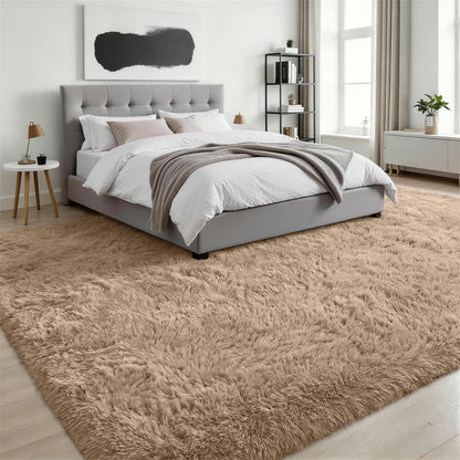 8x10 Area Rugs for Living Room Bedroom: Ultra Soft Fluffy Shag Rug Upgrade Non-Slip Non-Shedding Large Fuzzy Plush Carpet Indoor Floor Carpets for Kids Room Playroom Nursery Dorms Home Decor Beige