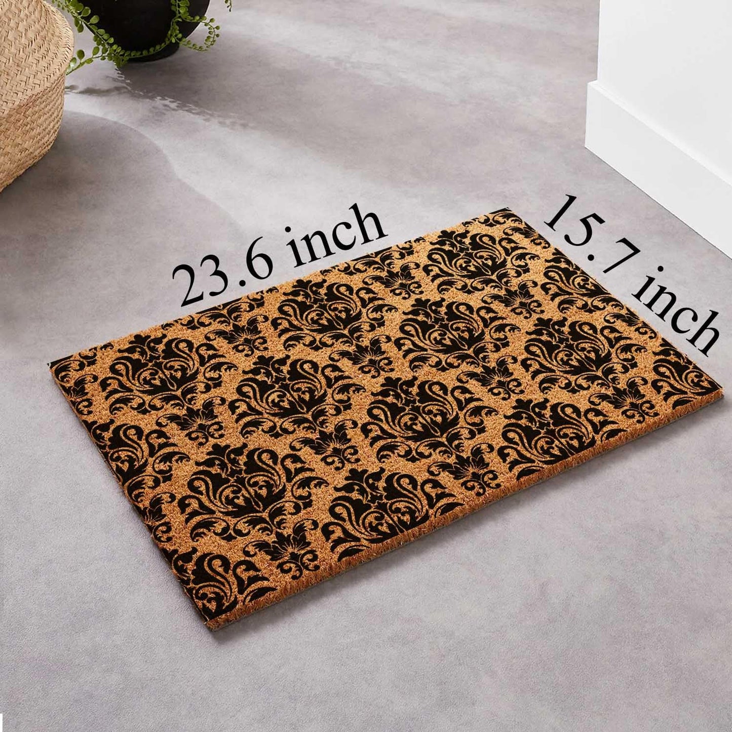 JiXianJu Funny Coir Doormat Tropical Flower Welcome Front Porch Decor Doormat for The Entrance Way Rugs with Heavy-Duty PVC Backing Non Slip Outdoor 23.6 x 15.7 inch