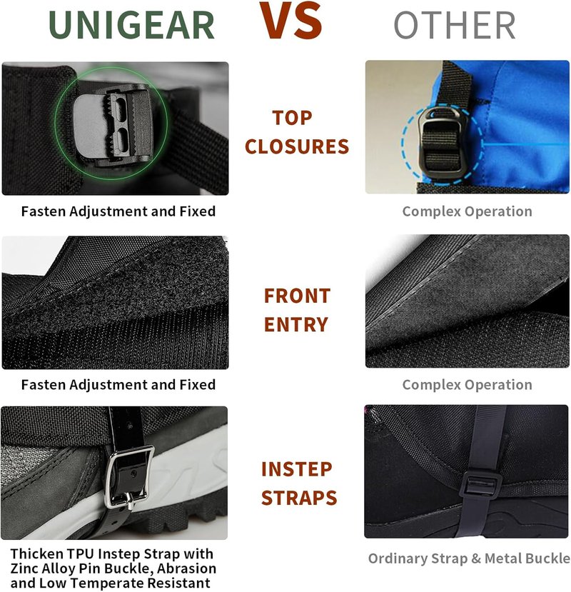 Leg Gaiters - 1000D Waterproof Boot Gaiters for Hiking, Walking, Climbing & Skiing | Durable & Lightweight