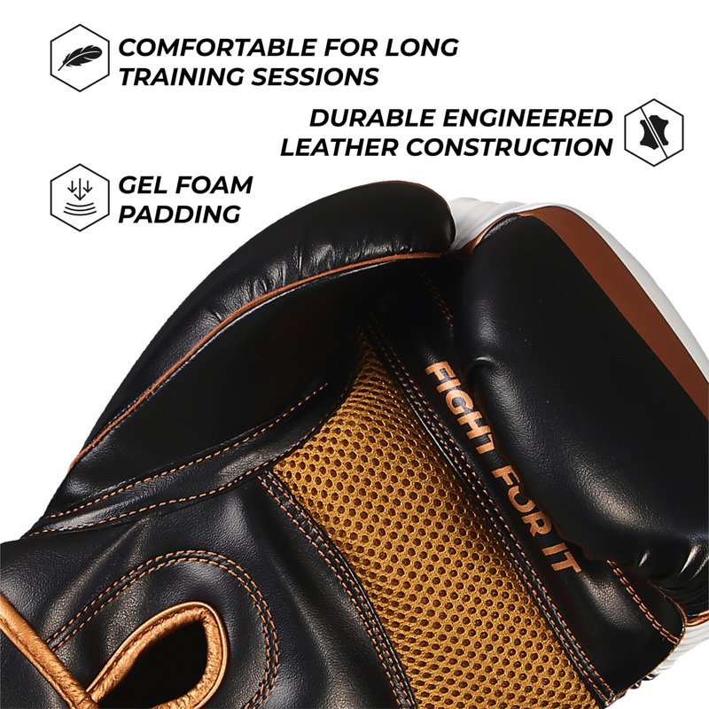 Sanabul Essential Gel Boxing Gloves for Men & Women, Kickboxing MMA, Muay Thai Gloves and Heavy Bag Training Punching & Sparring, Black/Copper 10 oz