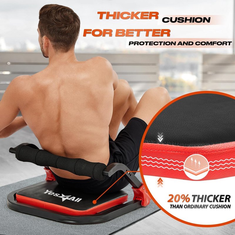 Yes4All Ab Crunch Machine For Total Body & Core Abdominal, Situp Lockable With Ergonomic Foam Handle & 2 Resistance Bands
