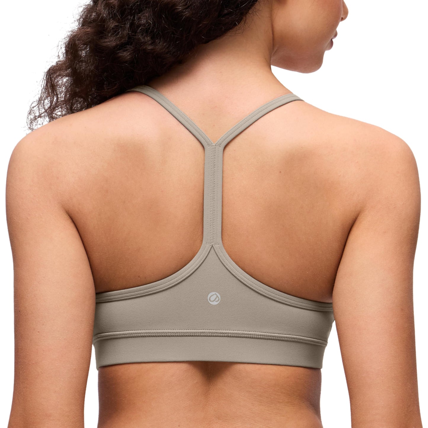 CRZ YOGA Butterluxe Y Back Sports Bras for Women - Padded Racerback Low Impact Spaghetti Thin Strap Workout Yoga Top Warm Ash Grey Small