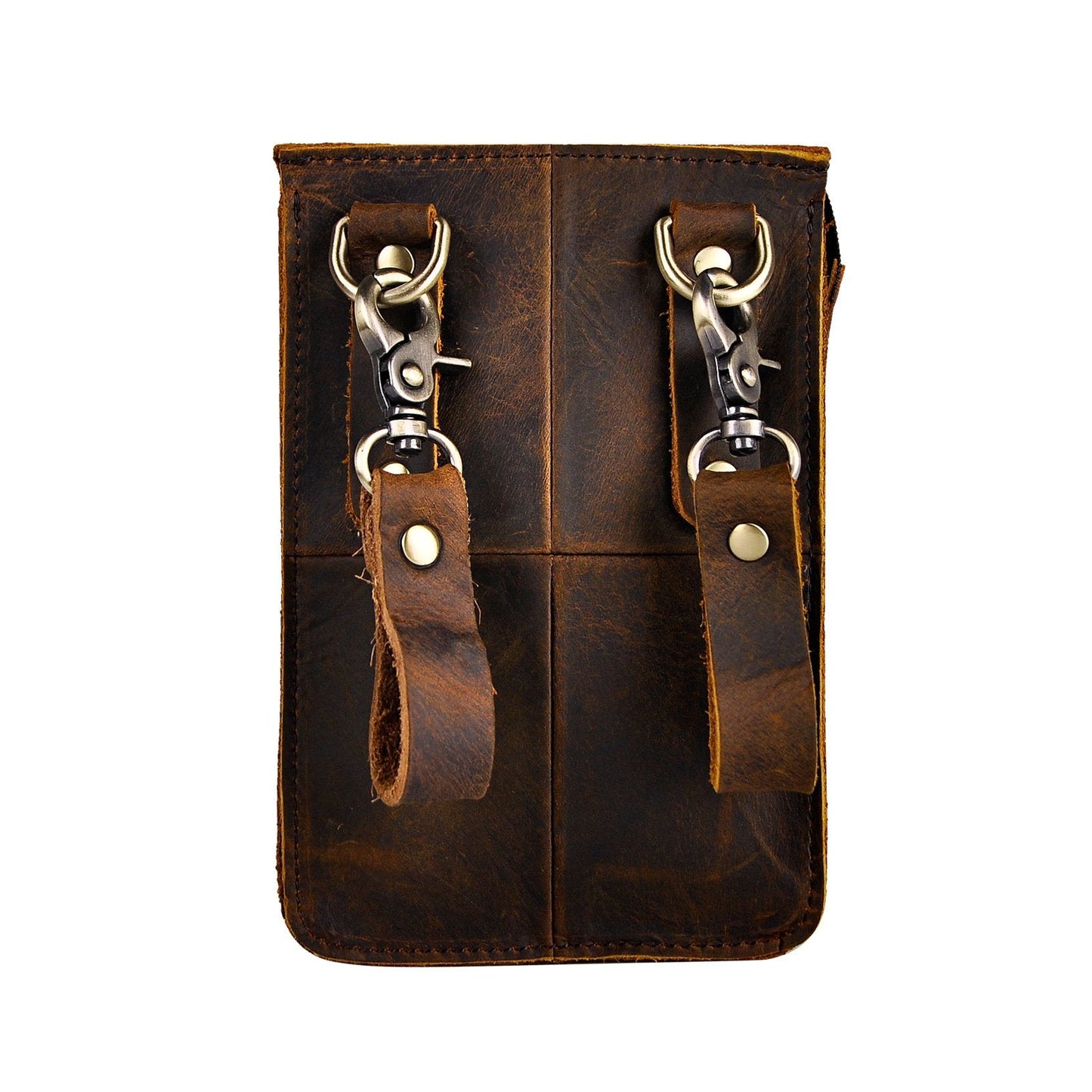 Le'aokuu Mens Genuine Leather Messenger Shoulder Satchel Waist Bag Pack (021 A1 Dark Brown)