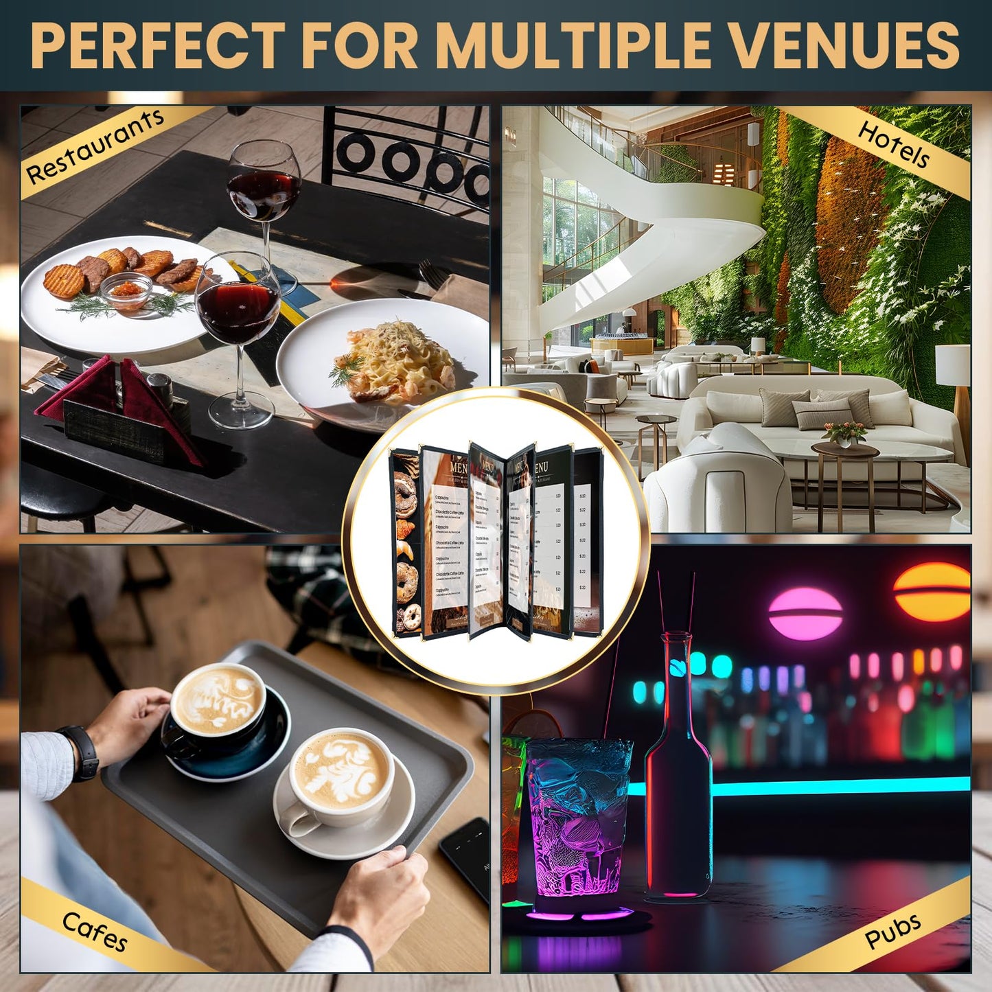 AMGSH 8.5 x 11 Inch Menu Covers, 10 Pack 6 Page 12 View Menu Sleeves Clear View Menu Holder for Kitchen, Restaurant Supplies, Drink, Wine Menu