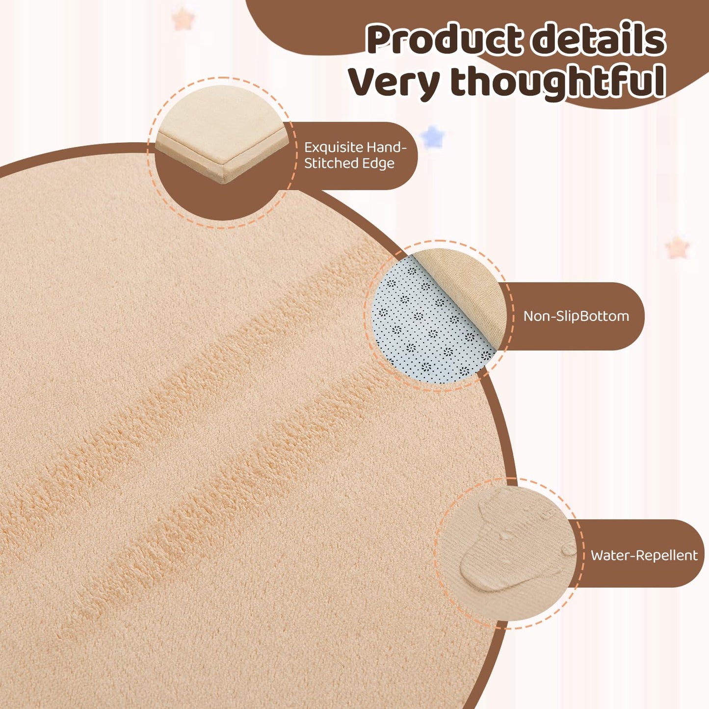 TreeBud Baby Play Mat for Floor, 1.3 Inch Thick Memory Foam Tummy Time Mat with Non Slip Backing, Soft Coral Velvet 50×50 Inch Playpen Mat Crawling Tatami for Infants Toddlers Kids, Beige