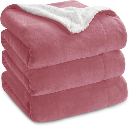 Bedsure GentleSoft Sherpa Fleece Blankets King Size for Bed - Thick and Warm Throw for Women, Soft Fuzzy Plush King Blanket for Winter, Dusty Rose, 108x90 Inches