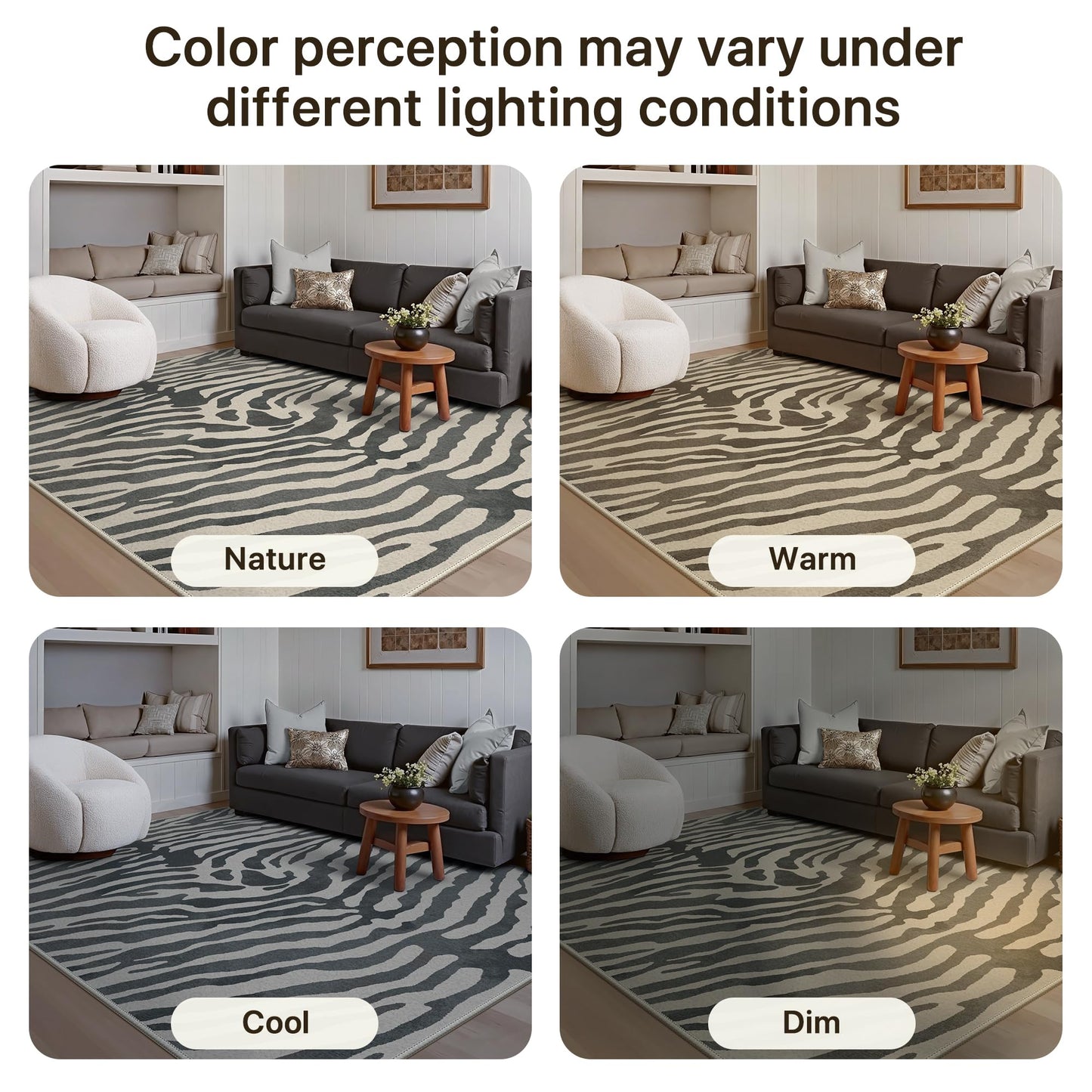 Bavni 2x6 Zebra Runners Rug for Hallways, Machine Washable Non Slip, Soft Print Animal Rugs for Entrance-Lightweight Low Pile Brown Carpet for Bedroom Kitchen and Corridor,Zebra