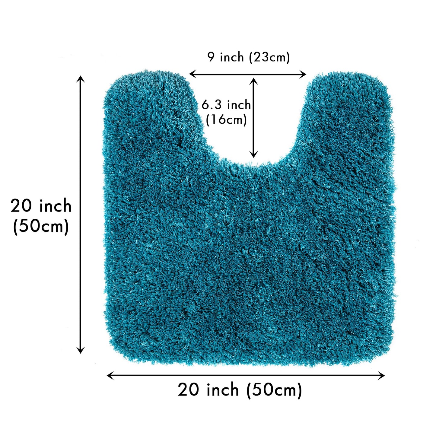 MIULEE Teal Toilet Rugs U-Shaped，Soft Absorbent Microfiber Bathroom Rugs Non Slip Quick Dry Fluffy Contour Bath Mats for Toilet Base Bathroom Floor, Machine Washable, 20x20 Inch
