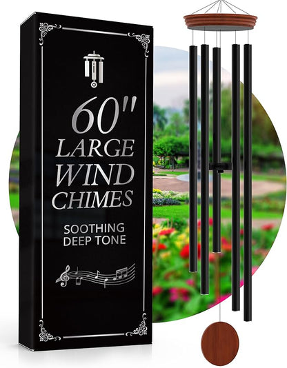 Extra Large Outdoor Wind Chimes 60" (Deep Tone, Weather Resistant)