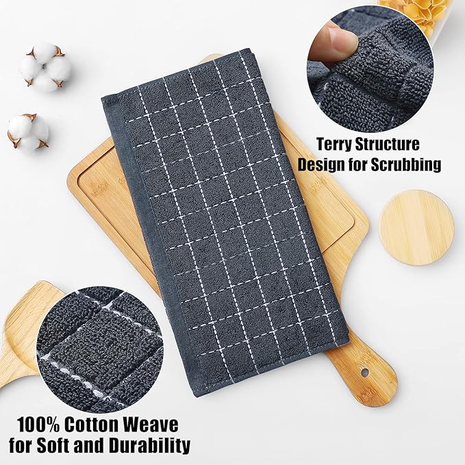Homaxy 100% Cotton Terry Kitchen Dish Cloths, Ultra Soft and Absorbent Dish