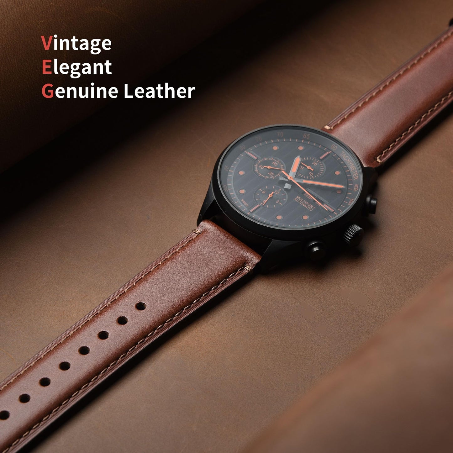 Fullmosa Watch Bands,18mm 19mm 20mm 22mm 24mm 26mm Quick Release Leather Watch Band Strap - Burnished Leather Watch Band Vintage Wristband
