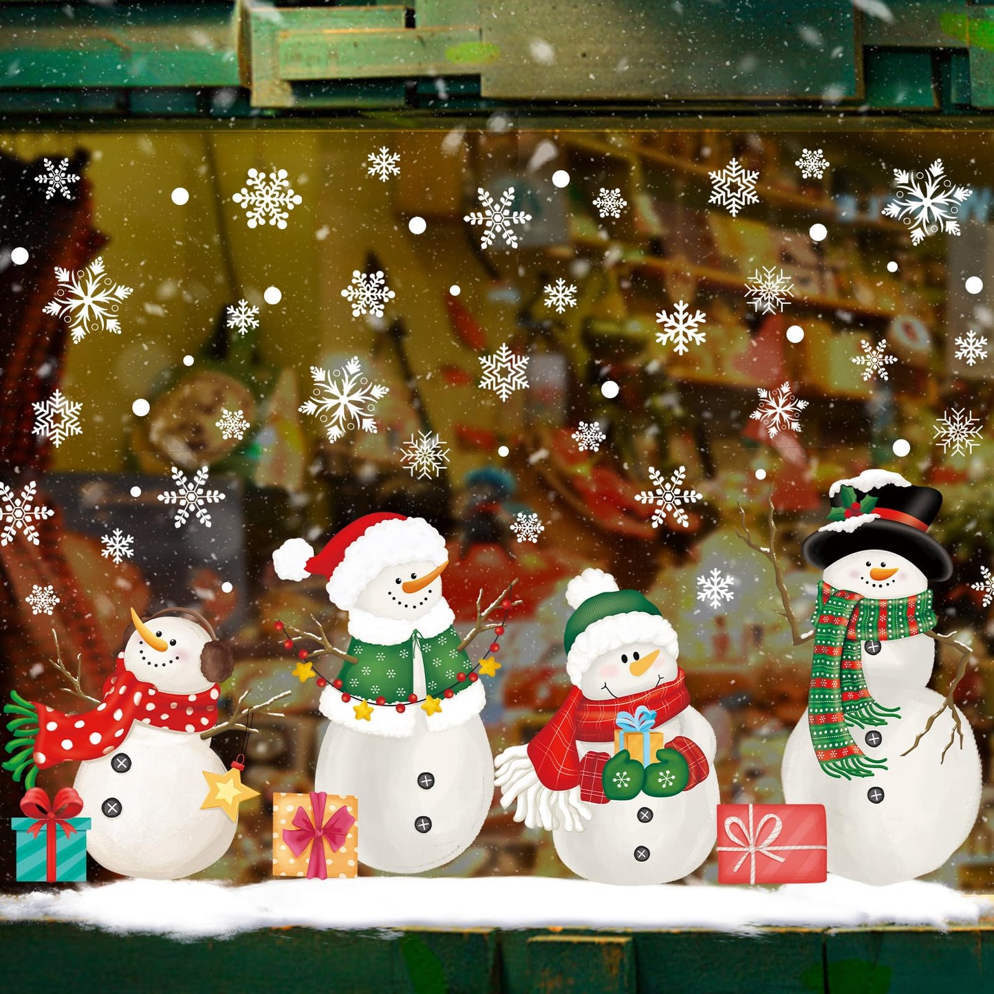 128 PCS Large Christmas Window Clings Snowman Snowflake Stcikers for Christmas Window Decorations