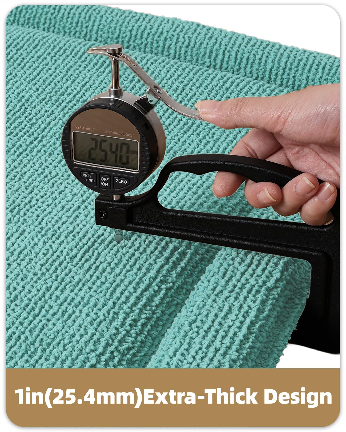 Color&Geometry 24x17 Memory Foam Bath Mat, Teal Bathroom Rug Soft Absorbent Chenille, Non Slip Thick Shower Mat