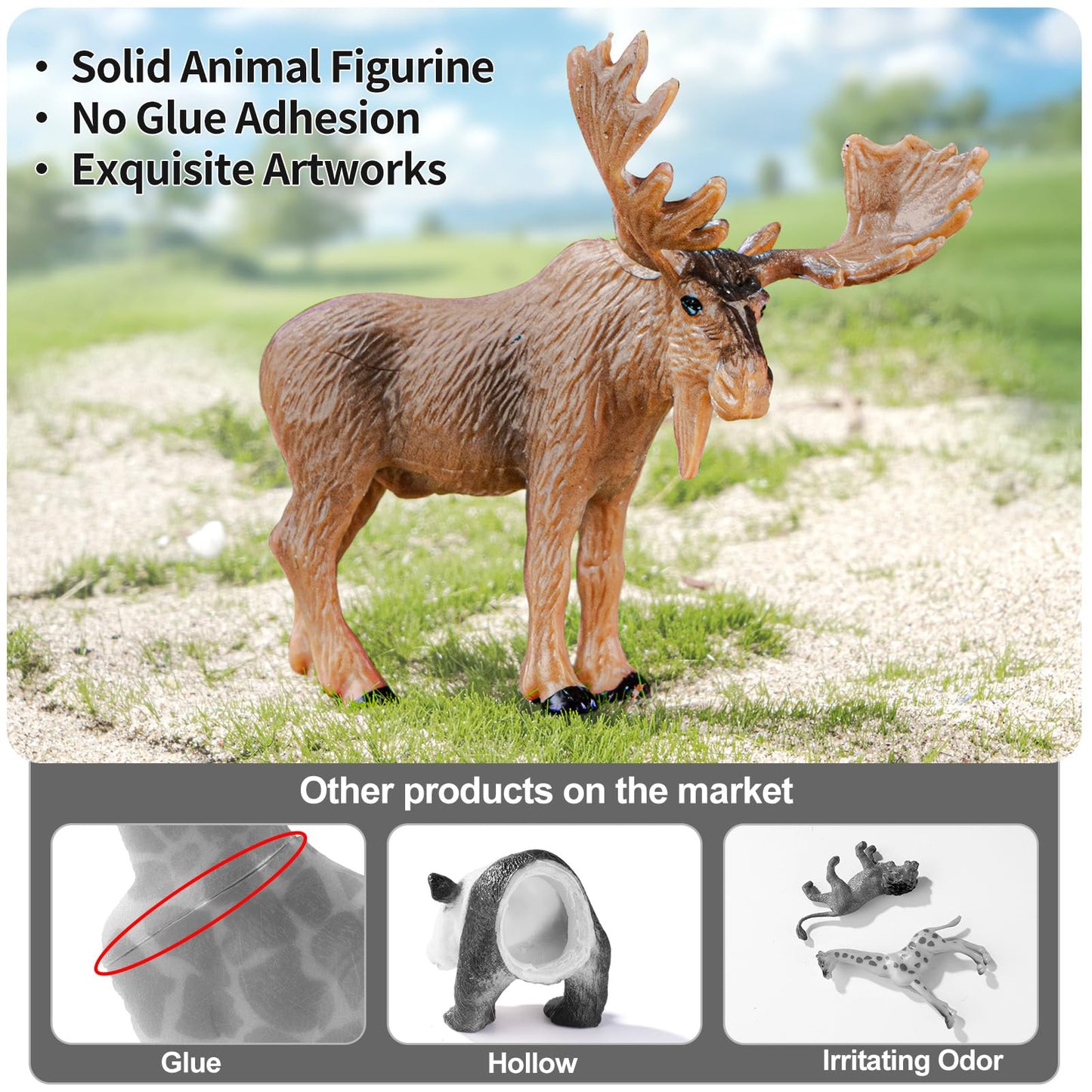 THINKBAY 16PCS Mini North American Forest Woodland Animals Figurines Toys, Realistic Jungle Wild Animal Figures with Wolf,Bear,Bison,Reindeer,Birthday Party Favors Valentine's Day Gifts for Kids