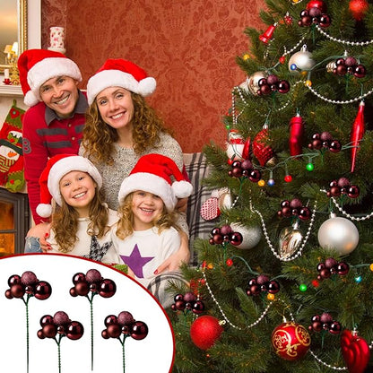 8 Pcs Coffee Christmas Tree Picks 7.87 Inch Christmas Balls Ornaments Xmas Hanging Decorations for Xmas Tree Topper DIY Wreath Holiday Floral Vase Fillers Crafts Home Decor