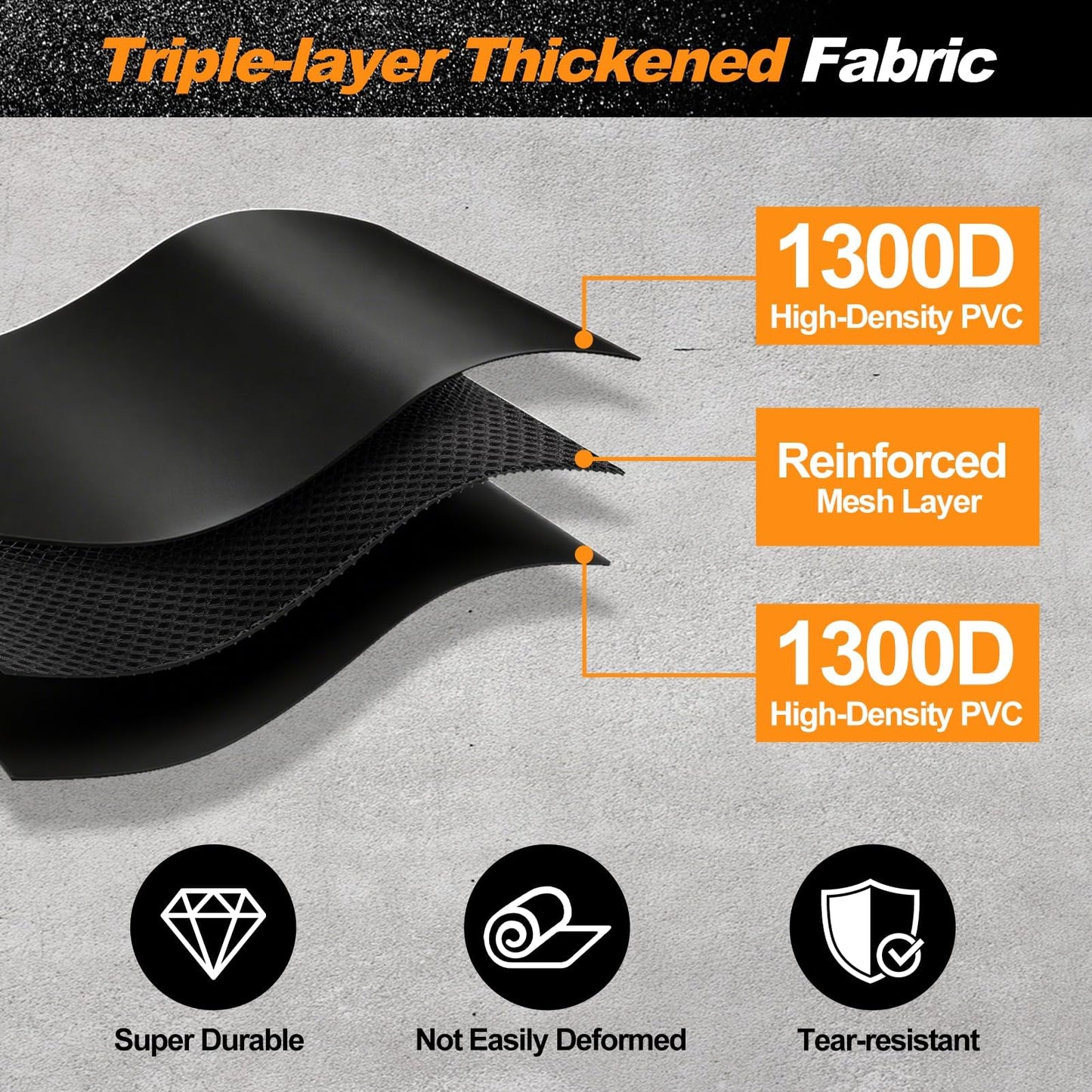 UEAKPIC Garage Floor Mat 7'9" x 18', Heavy Duty 1300D PVC Containment Mat with Floor Squeegee, Waterproof Protection from Snow, Rain and Mud for Cars, Black